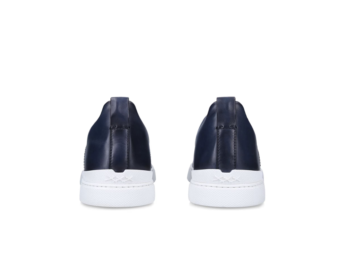 Zegna Crocodile Leather Triple Stitch in Blue