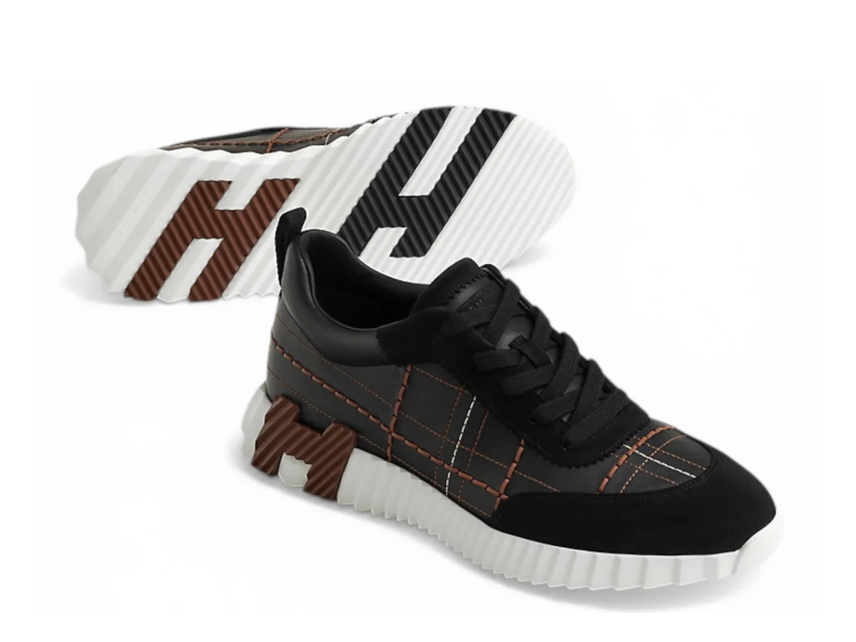 Hermes Bouncing Sneakers in Black Calfskin and Suede