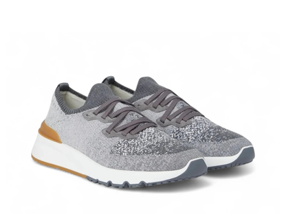 Brunello Cucinelli Cotton Knit Medium Grey Runners