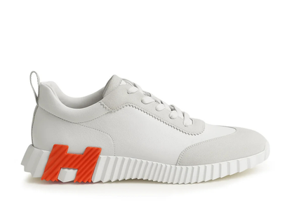 Hermes Bouncing Calf Sneaker White Orange