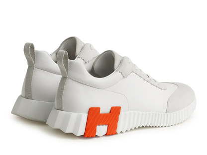 Hermes Bouncing Calf Sneaker White Orange