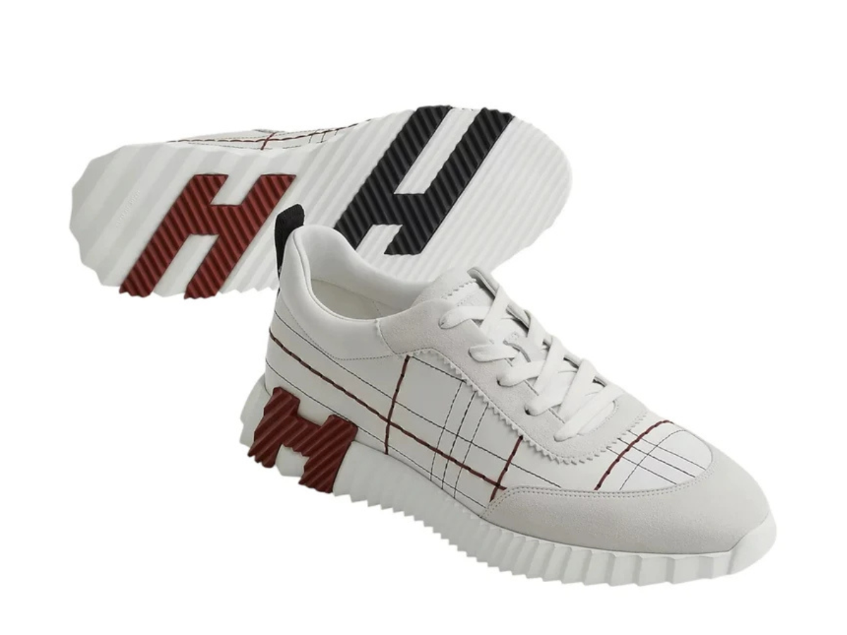 Hermes Bouncing White/Grey Leather and Suede