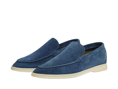 Loro Piana Summer Walk Suede Cobalt Ink Loafers