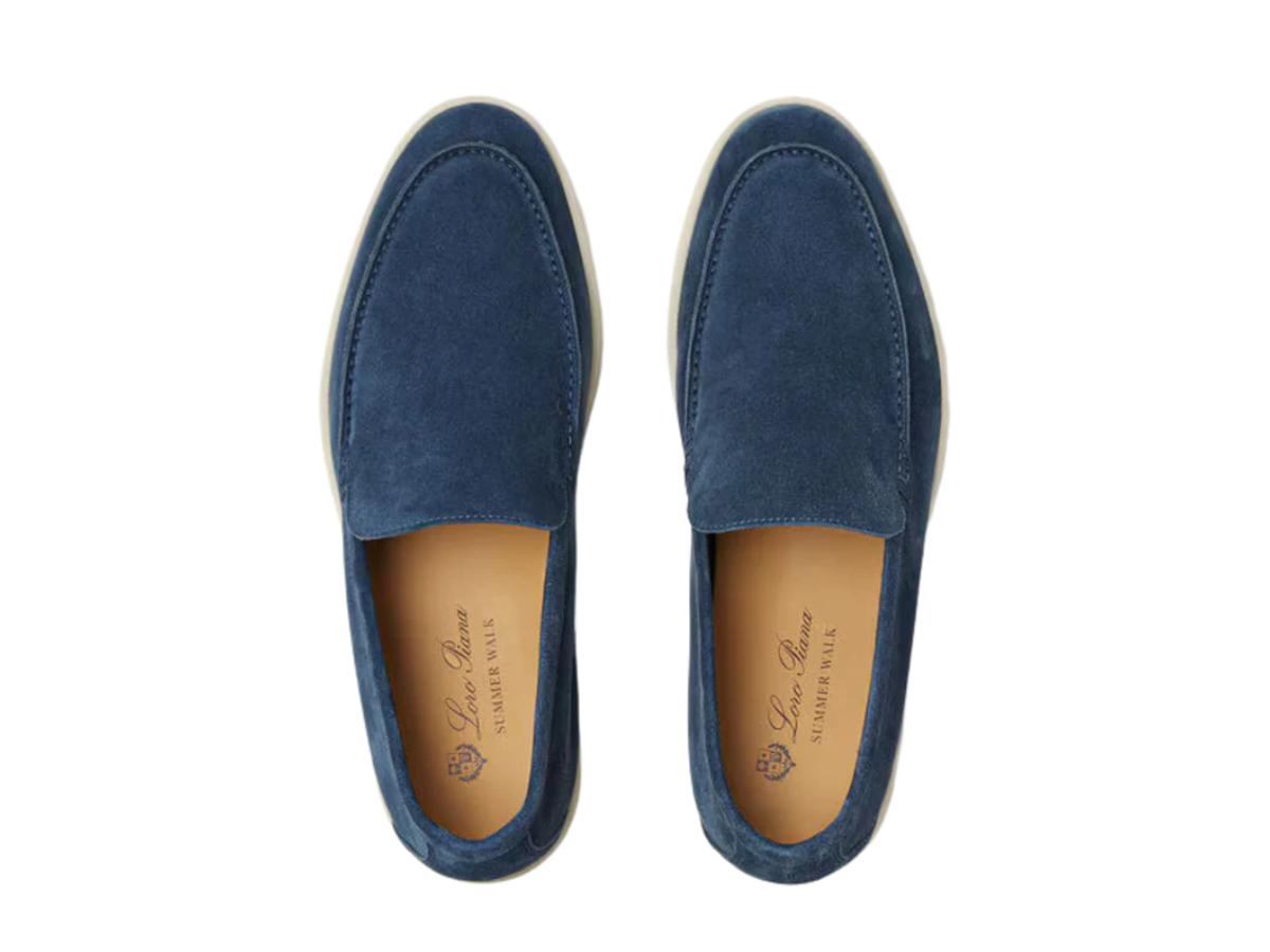 Loro Piana Summer Walk Suede Cobalt Ink Loafers