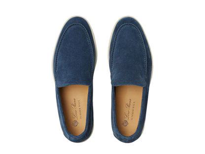 Loro Piana Summer Walk Suede Cobalt Ink Loafers