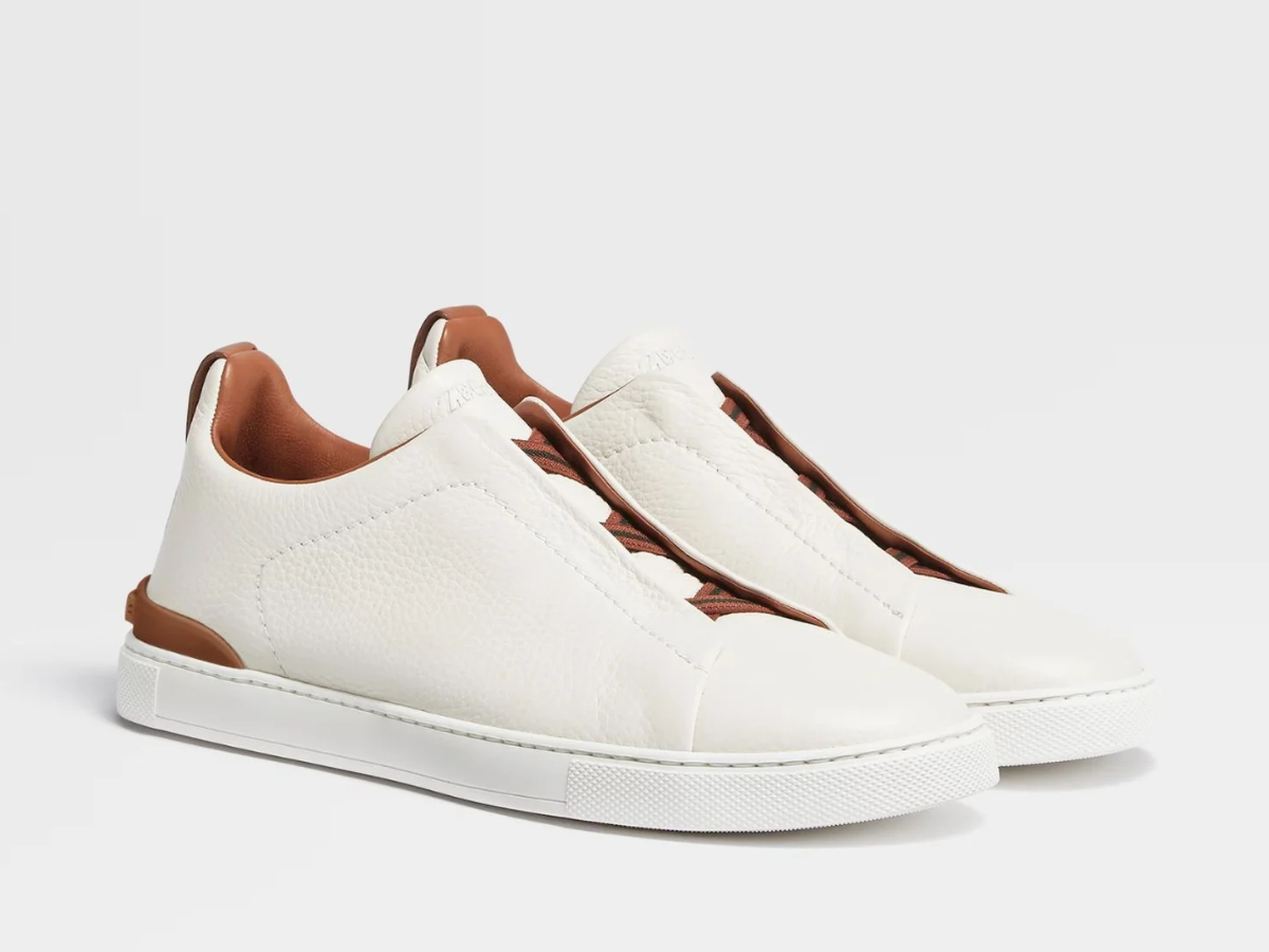Zegna triple stitch white/brown