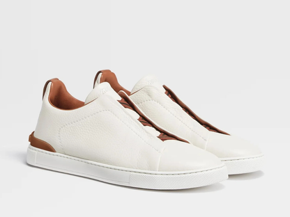 Zegna triple stitch white/brown