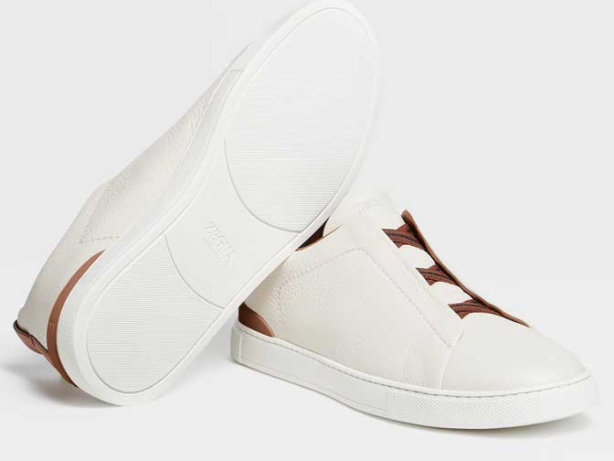 Zegna triple stitch white/brown