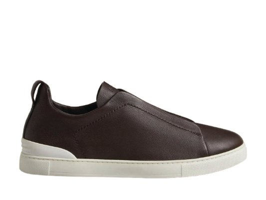Zegna Triple Stitch Dark Brown and White