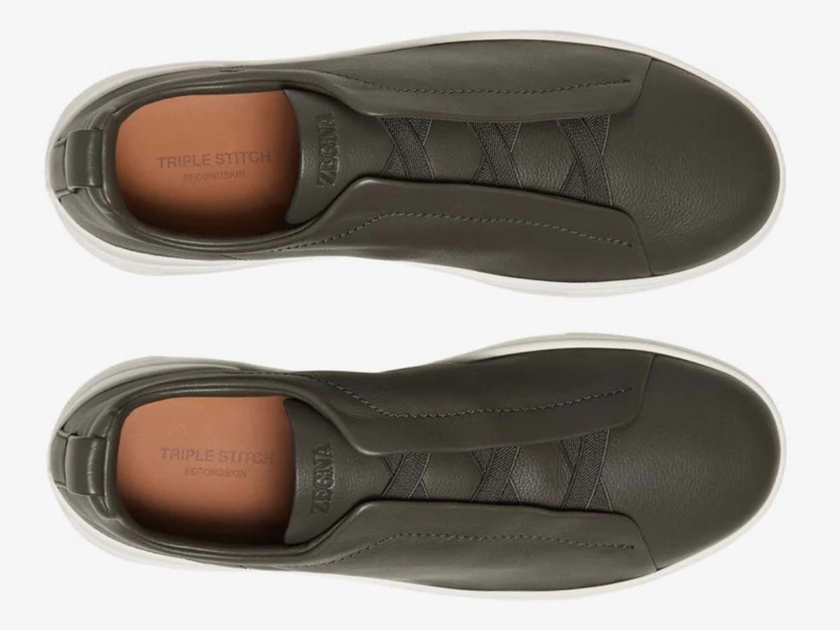 Zegna Triple Stitch Dark Brown and White