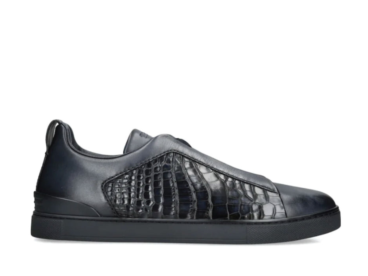 Zegna Triple Stitch Black Crocodile