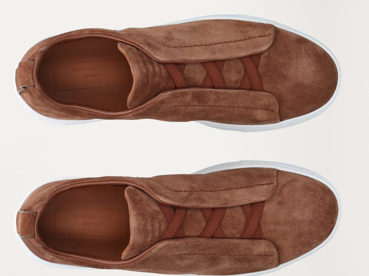 Zegna Suede Triple Stitch in Tan
