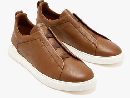 Zegna Triple Stitch Brown and White Sole