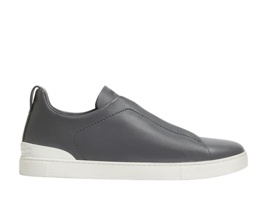 Zegna Triple Stitch SECONDSKIN Leather Sneakers in Grey