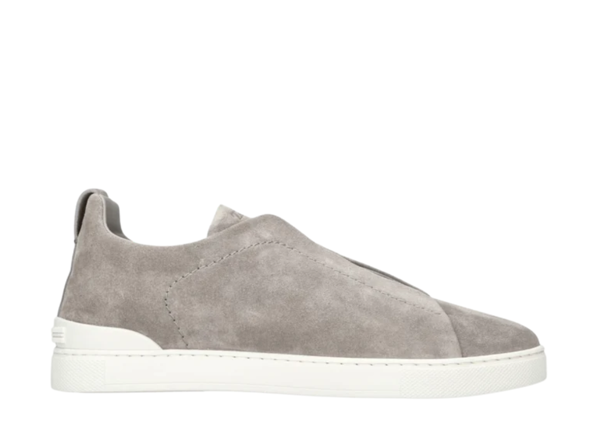 Zegna Suede Triple Stitch Grey Mélange