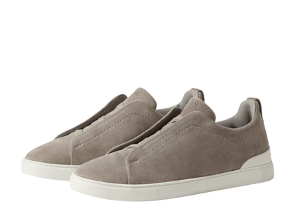 Zegna Suede Triple Stitch Grey Mélange