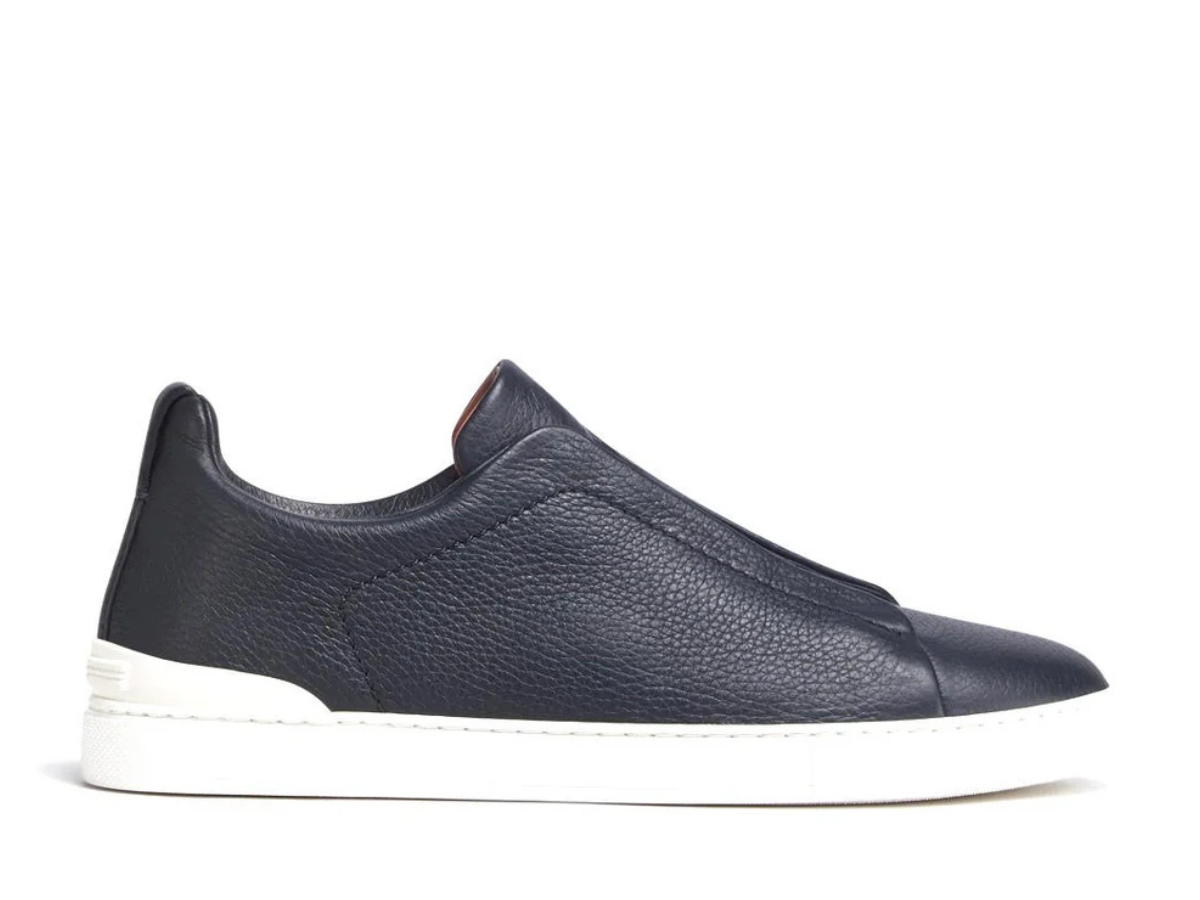 Zegna Triple Stitch Sneakers in Navy Blue