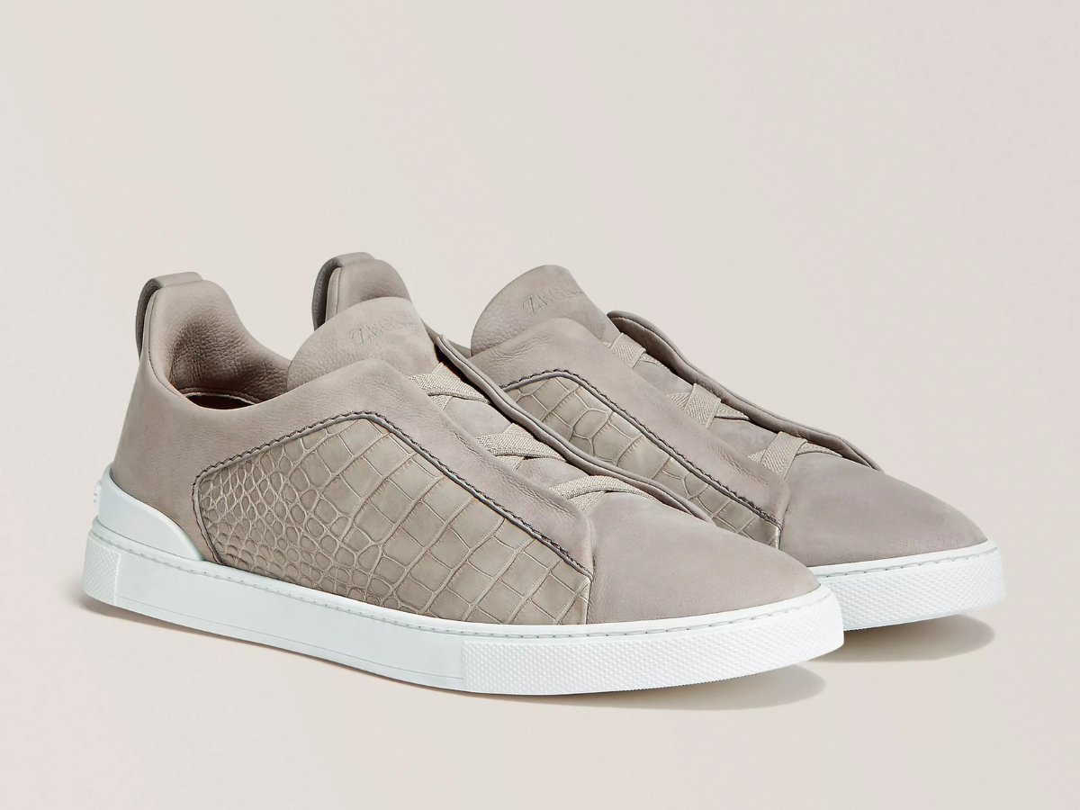 Zegna Triple Stitch Alligator Leather & Suede