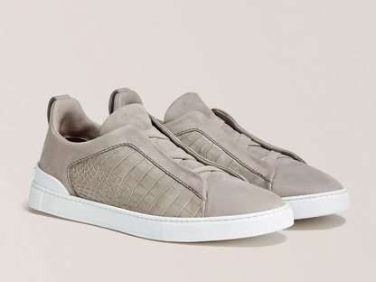 Zegna Triple Stitch Alligator Leather & Suede