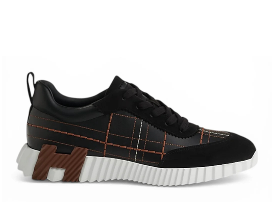 Hermes Bouncing Sneakers in Black Calfskin and Suede