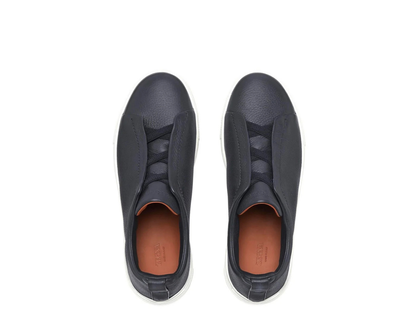 Zegna Triple Stitch Sneakers in Navy Blue